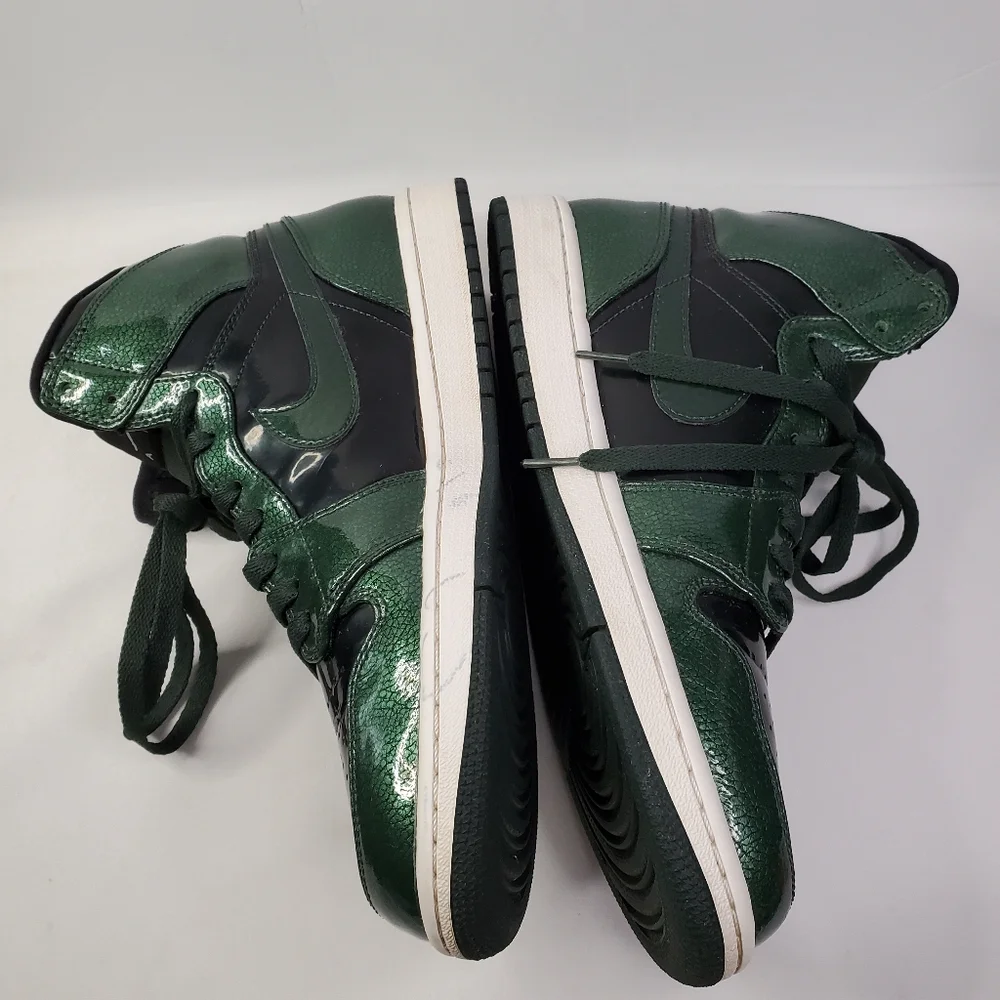 Size 10 Nike Air Jordan 1 Retro High Anti Gravity Grove Green Patent 332550-300 - Picture 7 of 16